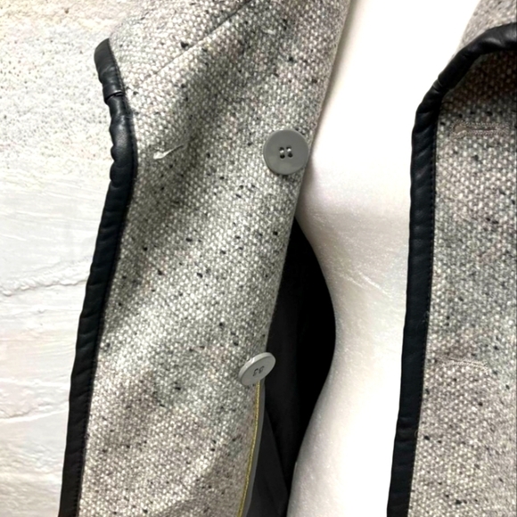 APT 9 Tweed Cape Soft Gray Wool Blend Lined Faux Leather Trim Pockets SM NWT - Picture 5 of 16